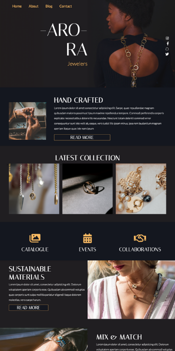 Full size image of a psd conversion website, showcasing a jewelry shop.
